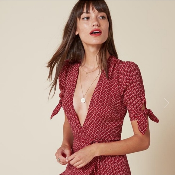 Reformation Royce Red Jasmine Wrap Midi Dress XS - Picture 4 of 8